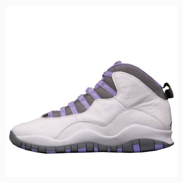 Nike Retro Basketbol Ayakkabısı Air Jordan 10 Kadın Beyaz Mor | JD-620GM