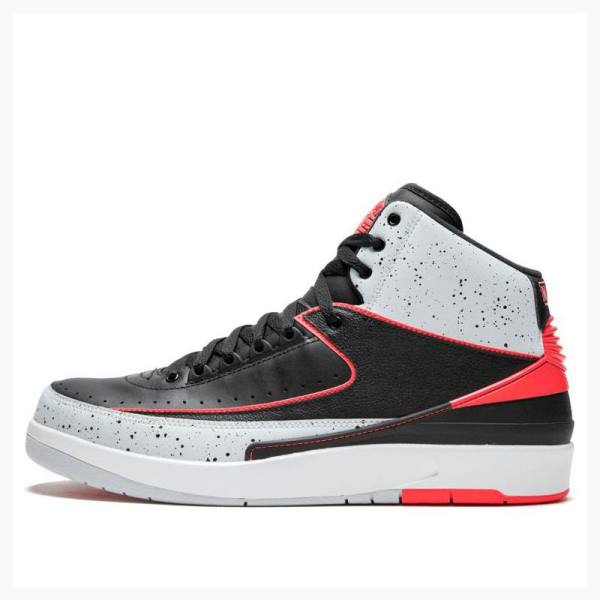 Nike Retro Black Infrared Basketbol Ayakkabısı Air Jordan 2 Erkek Beyaz Siyah Kırmızı | JD-362VJ