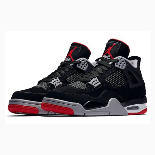 Nike Retro Bred Basketbol Ayakkabısı Air Jordan 4 Erkek Siyah Kırmızı | JD-345HV