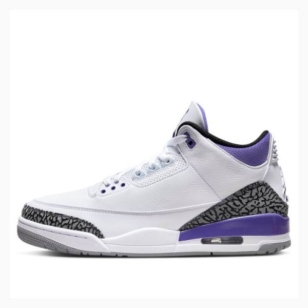 Nike Retro Dark Iris Basketbol Ayakkabısı Air Jordan 3 Erkek Beyaz Mor | JD-682AC