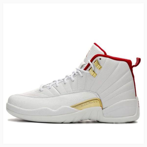 Nike Retro FIBA Basketbol Ayakkabısı Air Jordan 12 Erkek Beyaz Kırmızı | JD-092WY