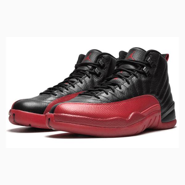 Nike Retro Flu Game Basketbol Ayakkabısı Air Jordan 12 Erkek Siyah Kırmızı | JD-230ZT