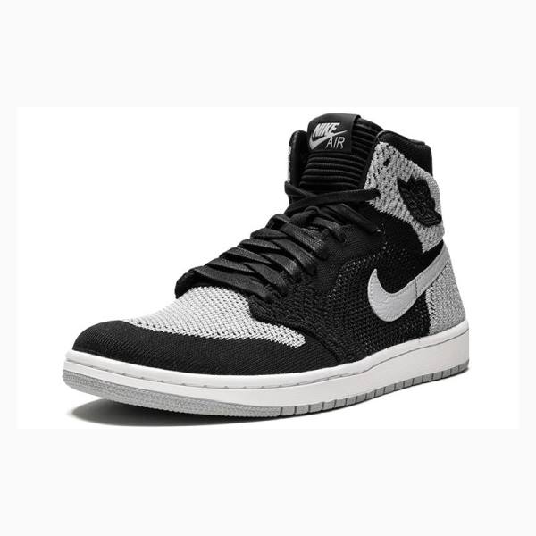 Nike Retro Flyknit Shadow Basketbol Ayakkabısı Air Jordan 1 Erkek Siyah Gri | JD-746UZ