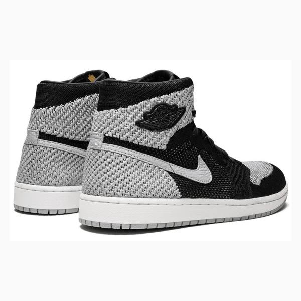 Nike Retro Flyknit Shadow Basketbol Ayakkabısı Air Jordan 1 Erkek Siyah Gri | JD-746UZ