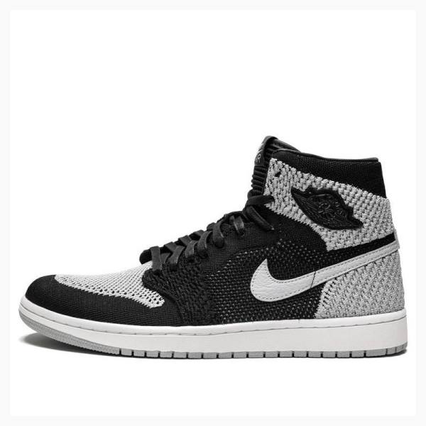 Nike Retro Flyknit Shadow Basketbol Ayakkabısı Air Jordan 1 Erkek Siyah Gri | JD-746UZ