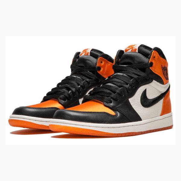 Nike Retro HI OG SL Satin - Shattered Backboard Basketbol Ayakkabısı Air Jordan 1 Kadın Siyah Turuncu | JD-873KZ