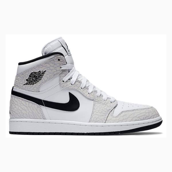 Nike Retro High Elephant Print Basketbol Ayakkabısı Air Jordan 1 Erkek Beyaz Siyah | JD-864DA