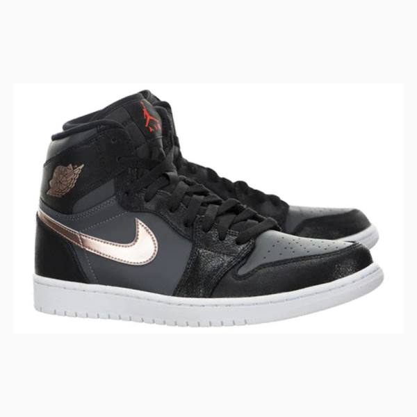 Nike Retro High Metallic Bronze Basketbol Ayakkabısı Air Jordan 1 Erkek Siyah Gri | JD-589TV