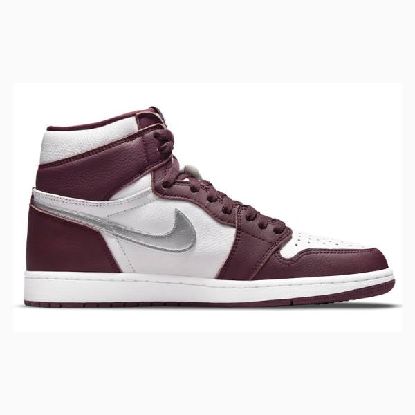 Nike Retro High OG Bordeaux Basketbol Ayakkabısı Air Jordan 1 Erkek Kırmızı Gümüş | JD-216BX