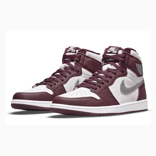 Nike Retro High OG Bordeaux Basketbol Ayakkabısı Air Jordan 1 Erkek Kırmızı Gümüş | JD-216BX