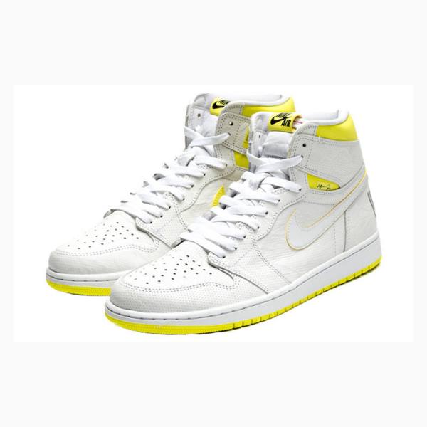 Nike Retro High OG First Class Flight Basketbol Ayakkabısı Air Jordan 1 Erkek Beyaz Sarı | JD-942DI