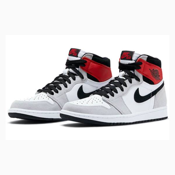 Nike Retro High OG Light Smoke Basketbol Ayakkabısı Air Jordan 1 Erkek Gri Siyah Kırmızı | JD-629GO