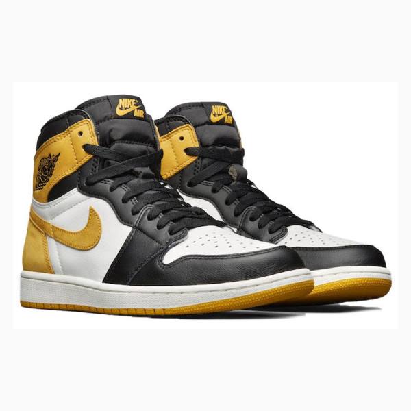 Nike Retro High OG Ochre Basketbol Ayakkabısı Air Jordan 1 Erkek Beyaz Siyah Altın | JD-945MY