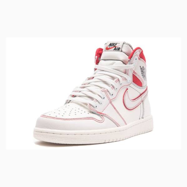 Nike Retro High OG Sail Phantom Basketbol Ayakkabısı Air Jordan 1 Erkek Beyaz Kırmızı | JD-915BS