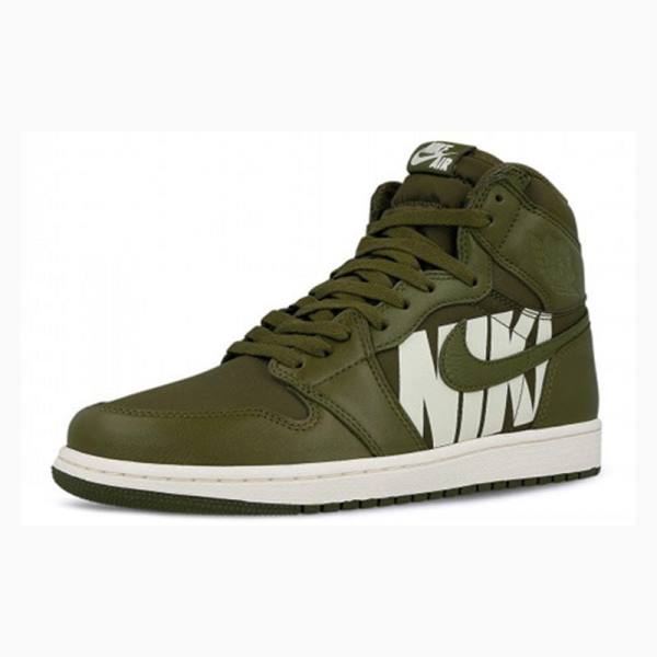 Nike Retro High OG Swoosh Basketbol Ayakkabısı Air Jordan 1 Erkek Zeytin Yeşili | JD-976RG