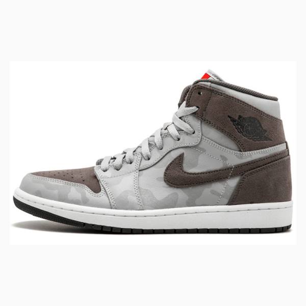 Nike Retro High Premium 'Grey Camo' Basketbol Ayakkabısı Air Jordan 1 Erkek Gri Kahverengi | JD-750EL