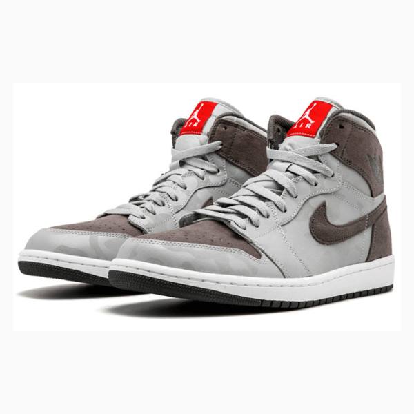 Nike Retro High Premium 'Grey Camo' Basketbol Ayakkabısı Air Jordan 1 Erkek Gri Kahverengi | JD-750EL