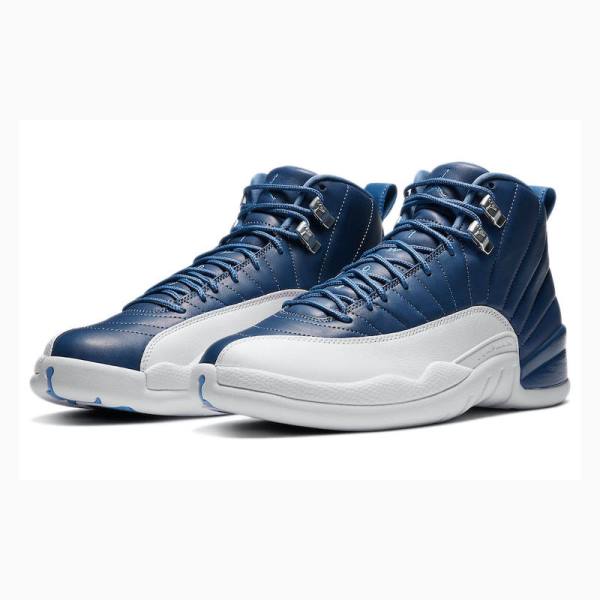 Nike Retro Indigo Basketbol Ayakkabısı Air Jordan 12 Erkek Beyaz Mavi | JD-462PW