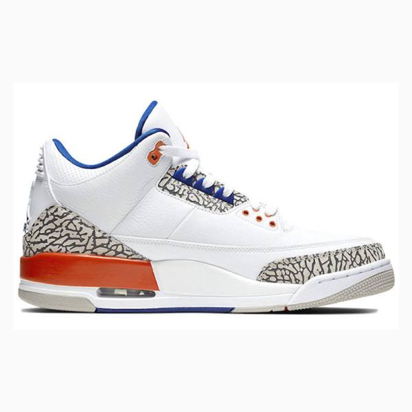 Nike Retro Knicks Basketbol Ayakkabısı Air Jordan 3 Erkek Beyaz Gri Turuncu | JD-372BO