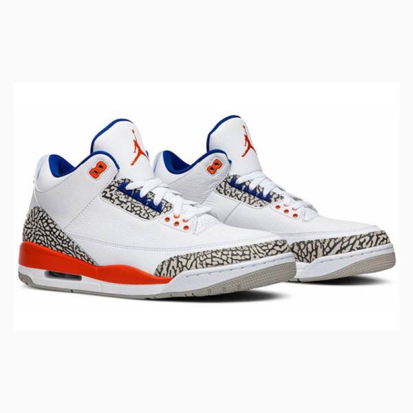 Nike Retro Knicks Basketbol Ayakkabısı Air Jordan 3 Erkek Beyaz Gri Turuncu | JD-372BO