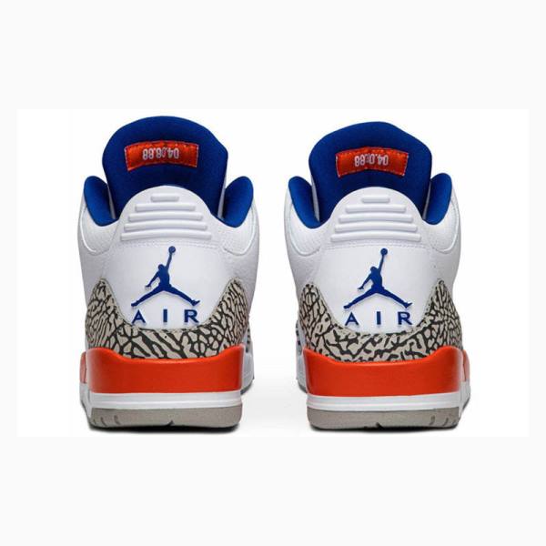 Nike Retro Knicks Basketbol Ayakkabısı Air Jordan 3 Erkek Beyaz Gri Turuncu | JD-372BO