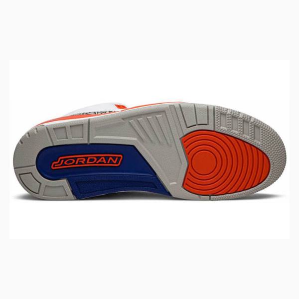 Nike Retro Knicks Basketbol Ayakkabısı Air Jordan 3 Erkek Beyaz Gri Turuncu | JD-372BO