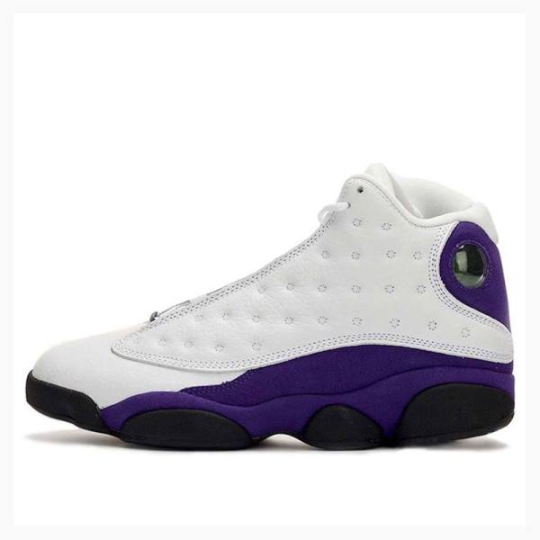 Nike Retro Lakers Basketbol Ayakkabısı Air Jordan 13 Erkek Beyaz Mor Siyah | JD-910IJ