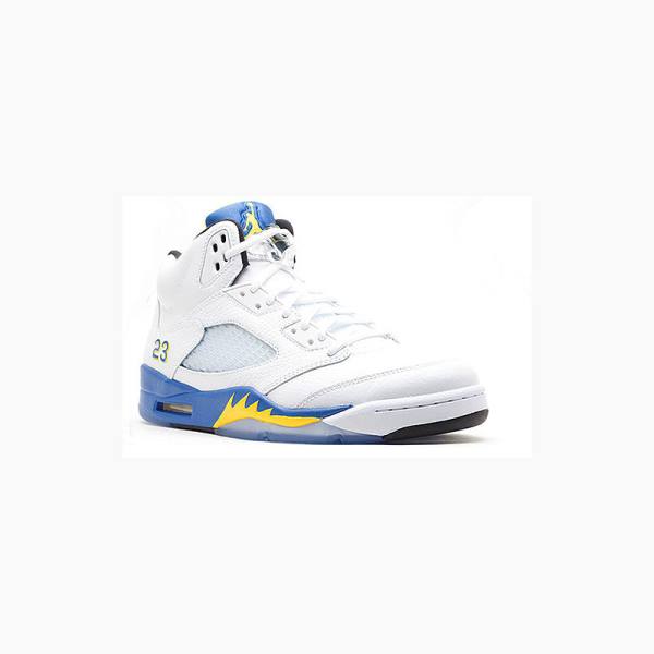 Nike Retro Laney Basketbol Ayakkabısı Air Jordan 5 Erkek Beyaz Mavi | JD-294HL