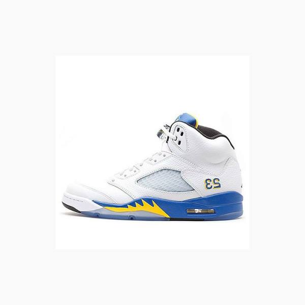 Nike Retro Laney Basketbol Ayakkabısı Air Jordan 5 Erkek Beyaz Mavi | JD-294HL