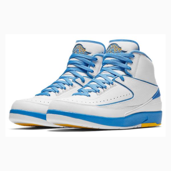 Nike Retro Melo Basketbol Ayakkabısı Air Jordan 2 Erkek Beyaz Mavi | JD-624MD