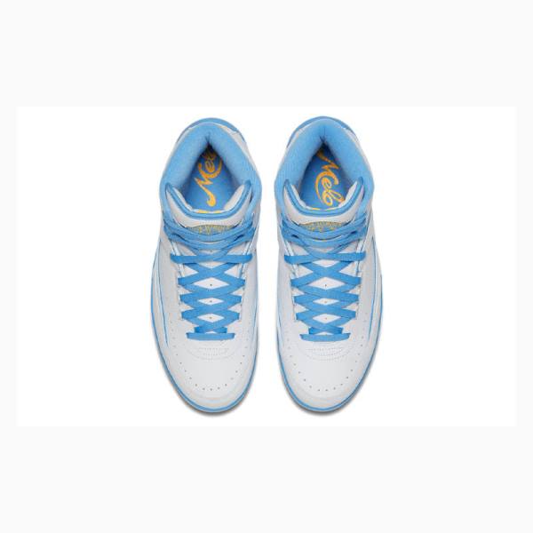 Nike Retro Melo Basketbol Ayakkabısı Air Jordan 2 Erkek Beyaz Mavi | JD-624MD