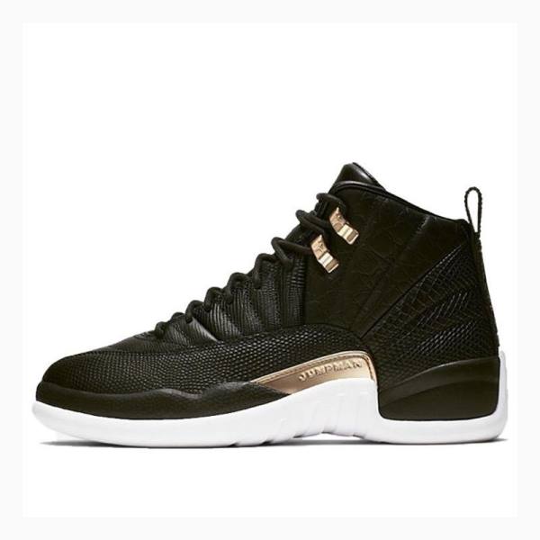 Nike Retro Metallic Basketbol Ayakkabısı Air Jordan 12 Kadın Siyah | JD-978QL