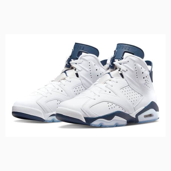 Nike Retro Midnight Basketbol Ayakkabısı Air Jordan 6 Erkek Beyaz Lacivert | JD-562QT