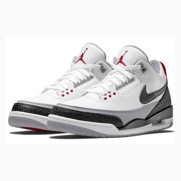 Nike Retro NRG Tinker Basketbol Ayakkabısı Air Jordan 3 Erkek Beyaz Siyah Gri | JD-734VI