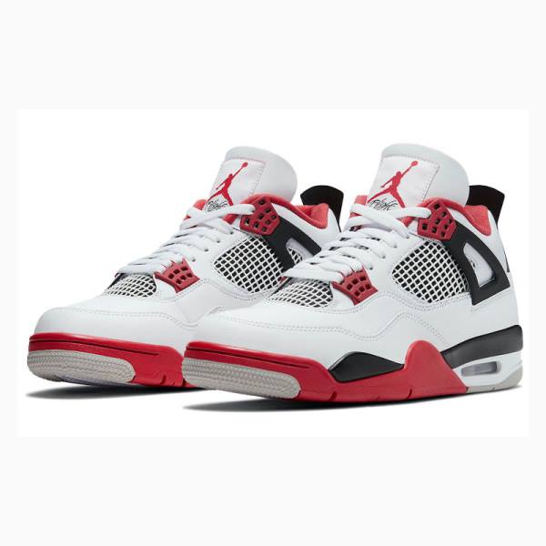 Nike Retro OG Fire Red Basketbol Ayakkabısı Air Jordan 4 Erkek Beyaz Kırmızı | JD-370FP