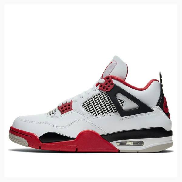 Nike Retro OG Fire Red Basketbol Ayakkabısı Air Jordan 4 Erkek Beyaz Kırmızı | JD-370FP