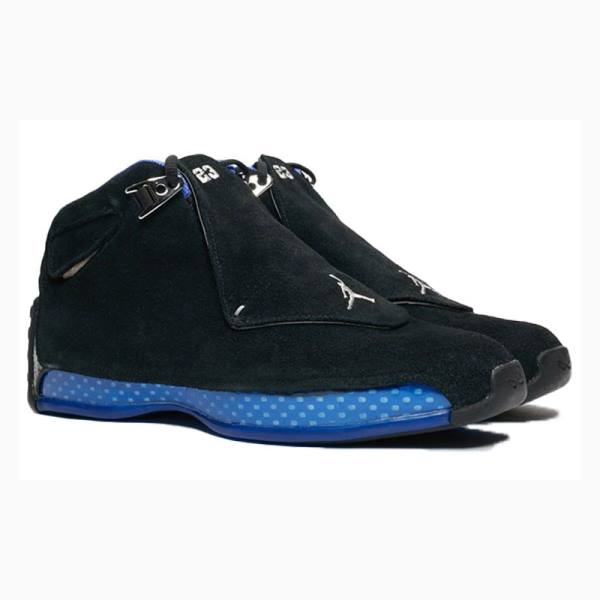 Nike Retro OG - Spor Royal Basketbol Ayakkabısı Air Jordan 18 Erkek Siyah Mavi | JD-486OZ