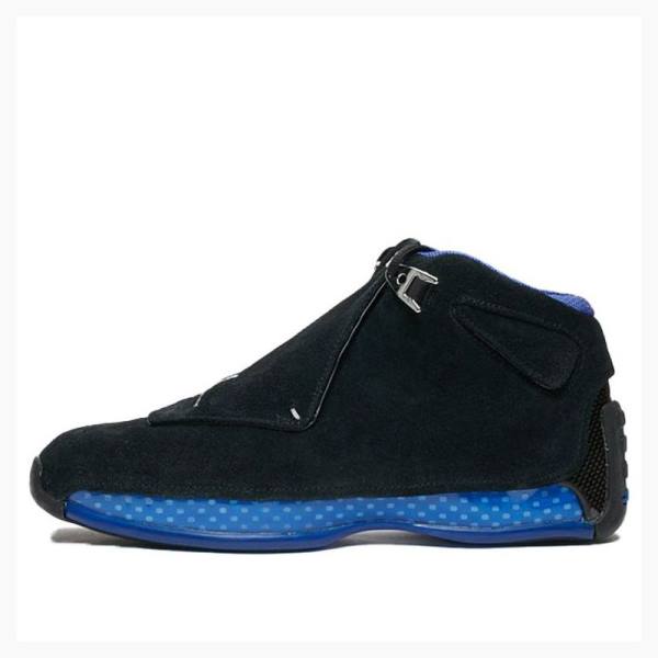 Nike Retro OG - Spor Royal Basketbol Ayakkabısı Air Jordan 18 Erkek Siyah Mavi | JD-486OZ