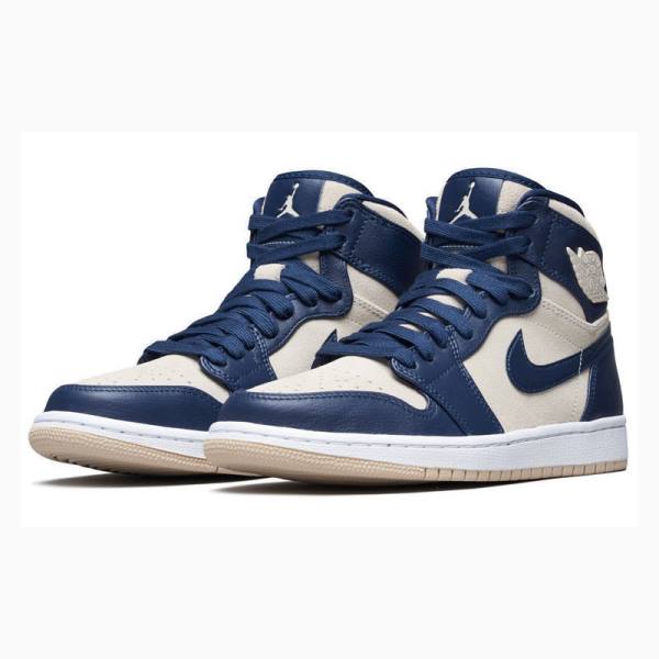 Nike Retro PREM Midnight Basketbol Ayakkabısı Air Jordan 1 Kadın Lacivert | JD-670NV