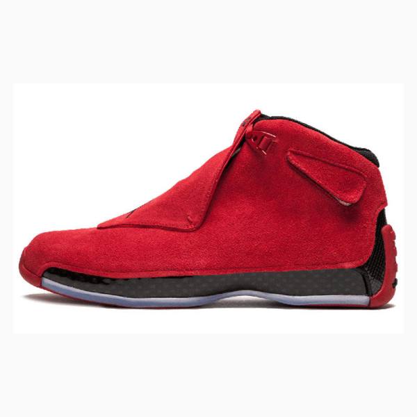 Nike Retro Red Süet Basketbol Ayakkabısı Air Jordan 18 Erkek Kırmızı Siyah | JD-587AZ