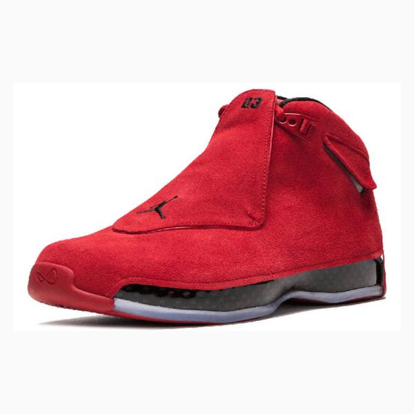 Nike Retro Red Süet Basketbol Ayakkabısı Air Jordan 18 Erkek Kırmızı Siyah | JD-587AZ