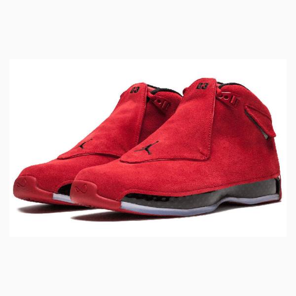 Nike Retro Red Süet Basketbol Ayakkabısı Air Jordan 18 Erkek Kırmızı Siyah | JD-587AZ