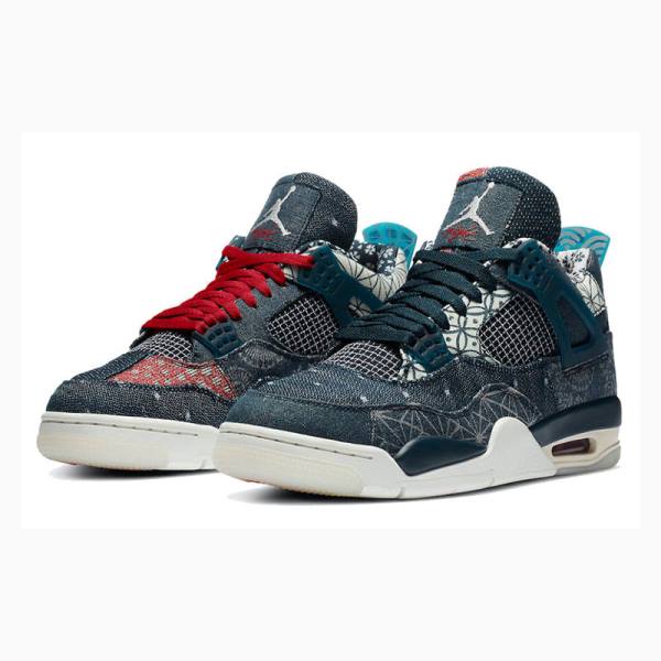 Nike Retro SE Deep Ocean Sashiko Basketbol Ayakkabısı Air Jordan 4 Erkek Mavi Kırmızı | JD-461PO