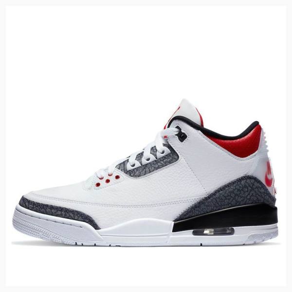 Nike Retro SE Fire Red Basketbol Ayakkabısı Air Jordan 3 Erkek Beyaz Siyah Kırmızı | JD-792DR