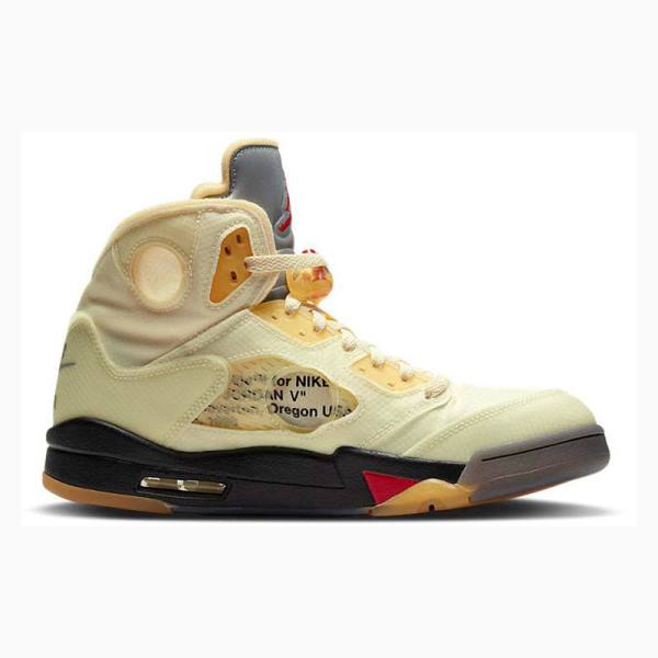 Nike Retro SP Sail Basketbol Ayakkabısı Air Jordan 5 Erkek Beyaz Gümüş Sarı | JD-483MH