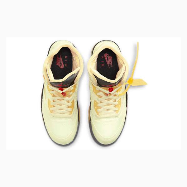 Nike Retro SP Sail Basketbol Ayakkabısı Air Jordan 5 Erkek Beyaz Gümüş Sarı | JD-483MH