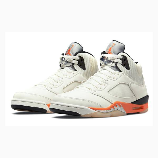 Nike Retro Shattered Backboard Basketbol Ayakkabısı Air Jordan 5 Erkek Beyaz Turuncu | JD-876GP