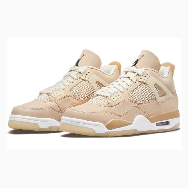 Nike Retro Shimmer Basketbol Ayakkabısı Air Jordan 4 Kadın Bej Rengi | JD-103ZF