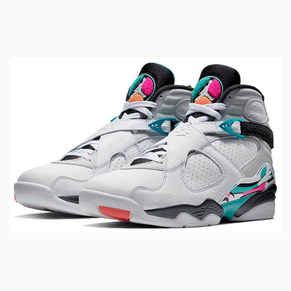 Nike Retro South Beach Basketbol Ayakkabısı Air Jordan 8 Erkek Beyaz Mor Mavi | JD-047MK