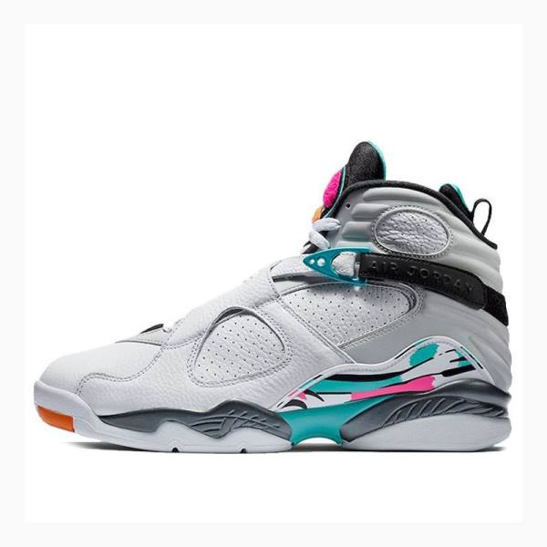 Nike Retro South Beach Basketbol Ayakkabısı Air Jordan 8 Erkek Beyaz Mor Mavi | JD-047MK